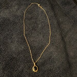 Adornia Elegant Gold Necklace with Black Pendant, 18”